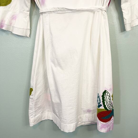 Almatrichi Womens Colorful Embroidery Floral Surplice Wrap-Around Dress Size 10 - Picture 7 of 16